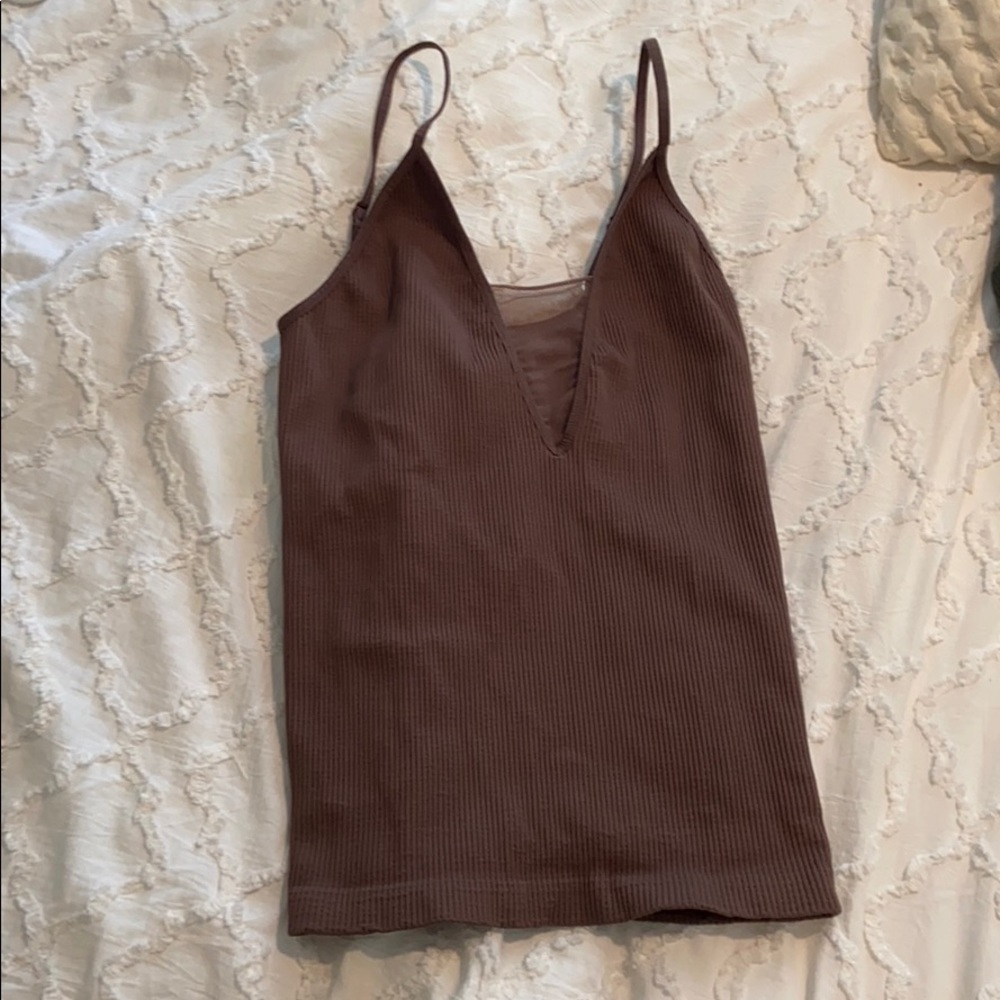 brown free people intimately m/l shirt